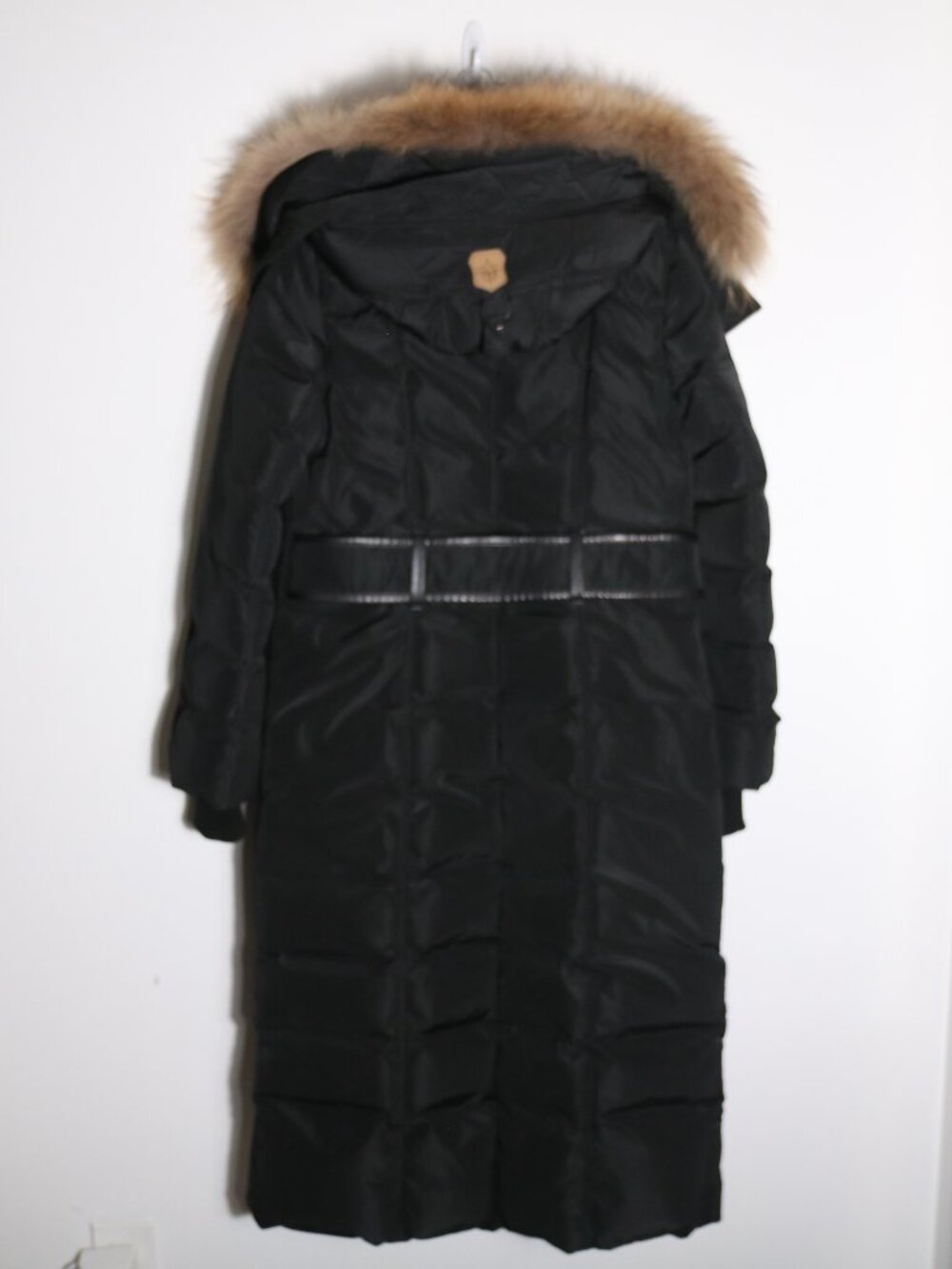 Mackage Jada Duck Down Coat Large Black Hooded‎ Fur Trim Maxi Long Puffer Parka - Picture 7 of 11